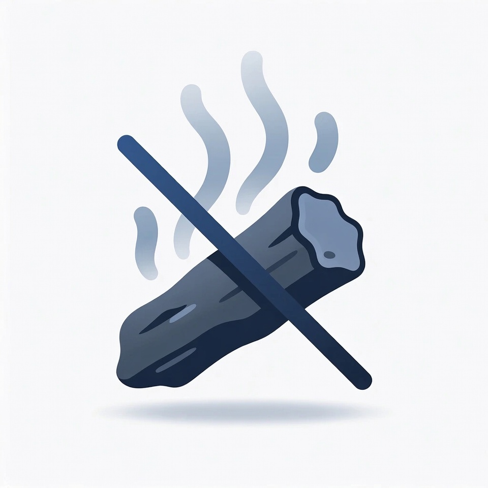 Icon representing sulphur and charcoal free incense