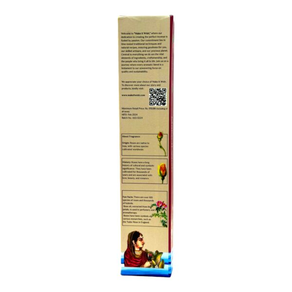 Pack of 2 Natural Incense Sticks: Rose Scent | Free Wooden Stand | Handmade, Sulphur & Charcoal Free | 100% Organic Agarbatti - Image 3