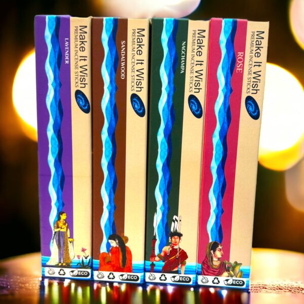 Natural Incense Sticks: Monthly Refill Pack (Set of 4) | Sandalwood, Rose, Lavender, NagChampa